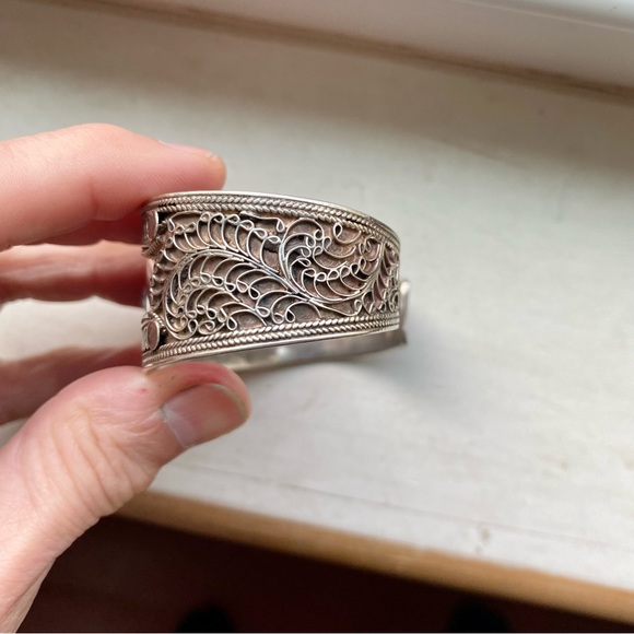 Sterling vintage blue stone cuff - Picture 4 of 15